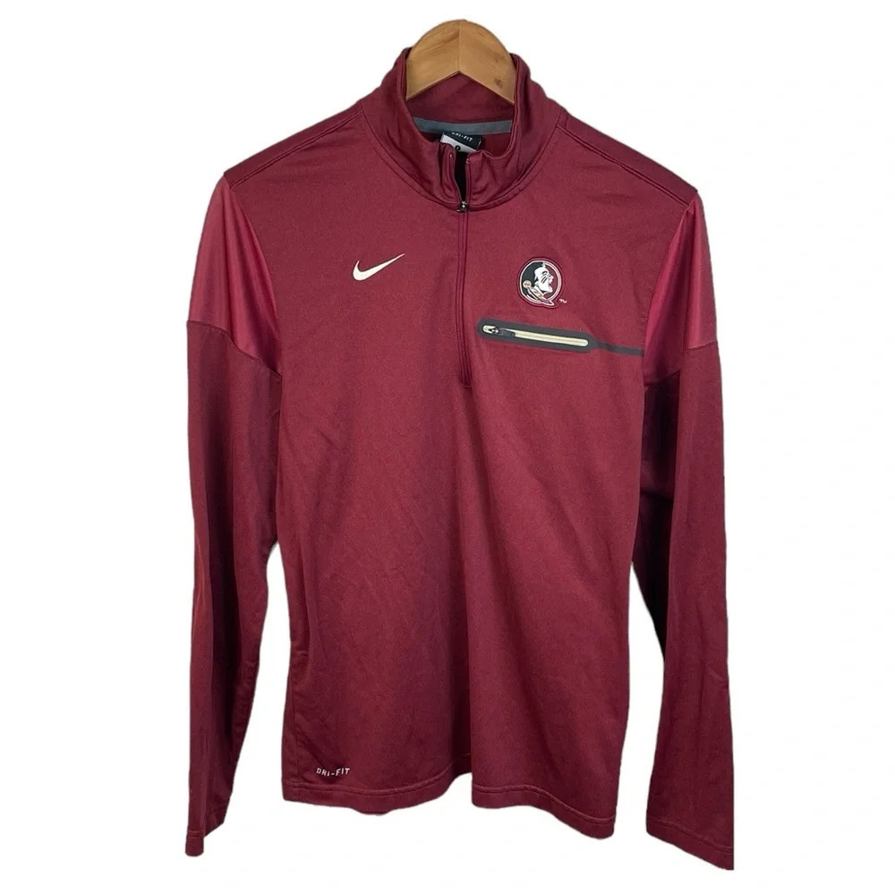 LS342 Men’s Nike Dri Fit Florida State Seminoles 1/4 Zip Performance Jacket S